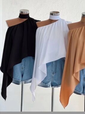 NEW Brazilian One-Shoulder Top (BLACK) - AB Boutique - NWT